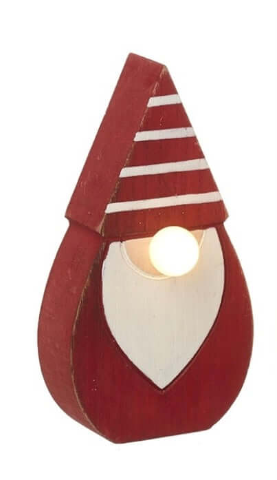Wooden Santa Gnome with Light Up Nose