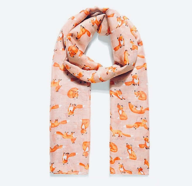 Flash Pink Mrs Foxy Print Scarf
