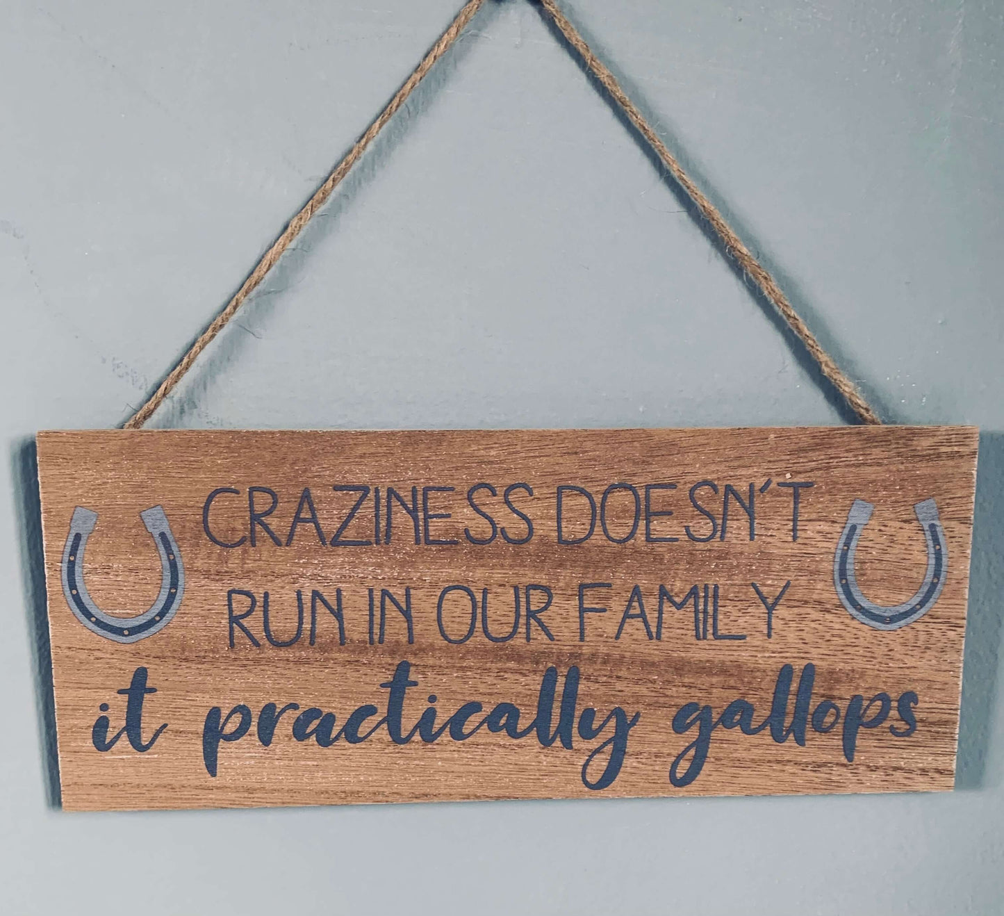 Long Wooden Horse Crazy Hanging Sign