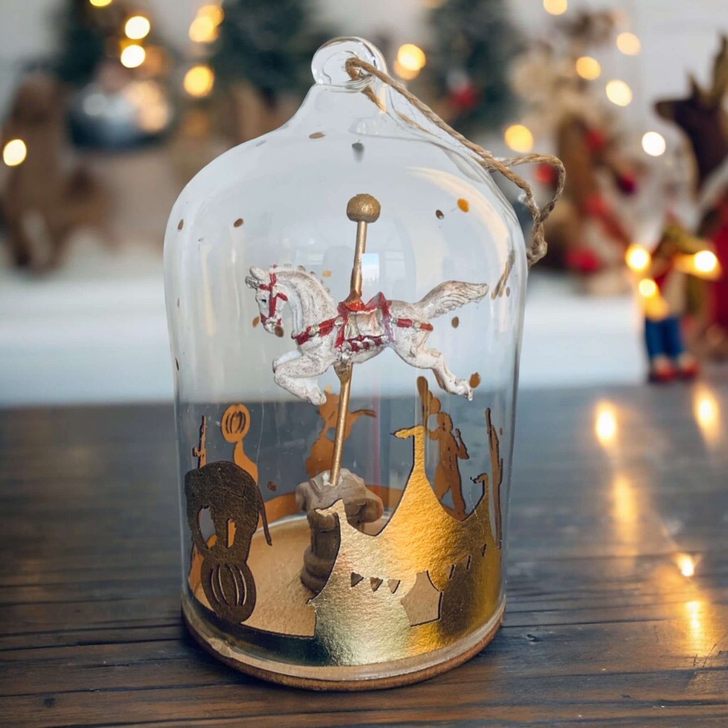 Horse Gallopers in Glass Dome