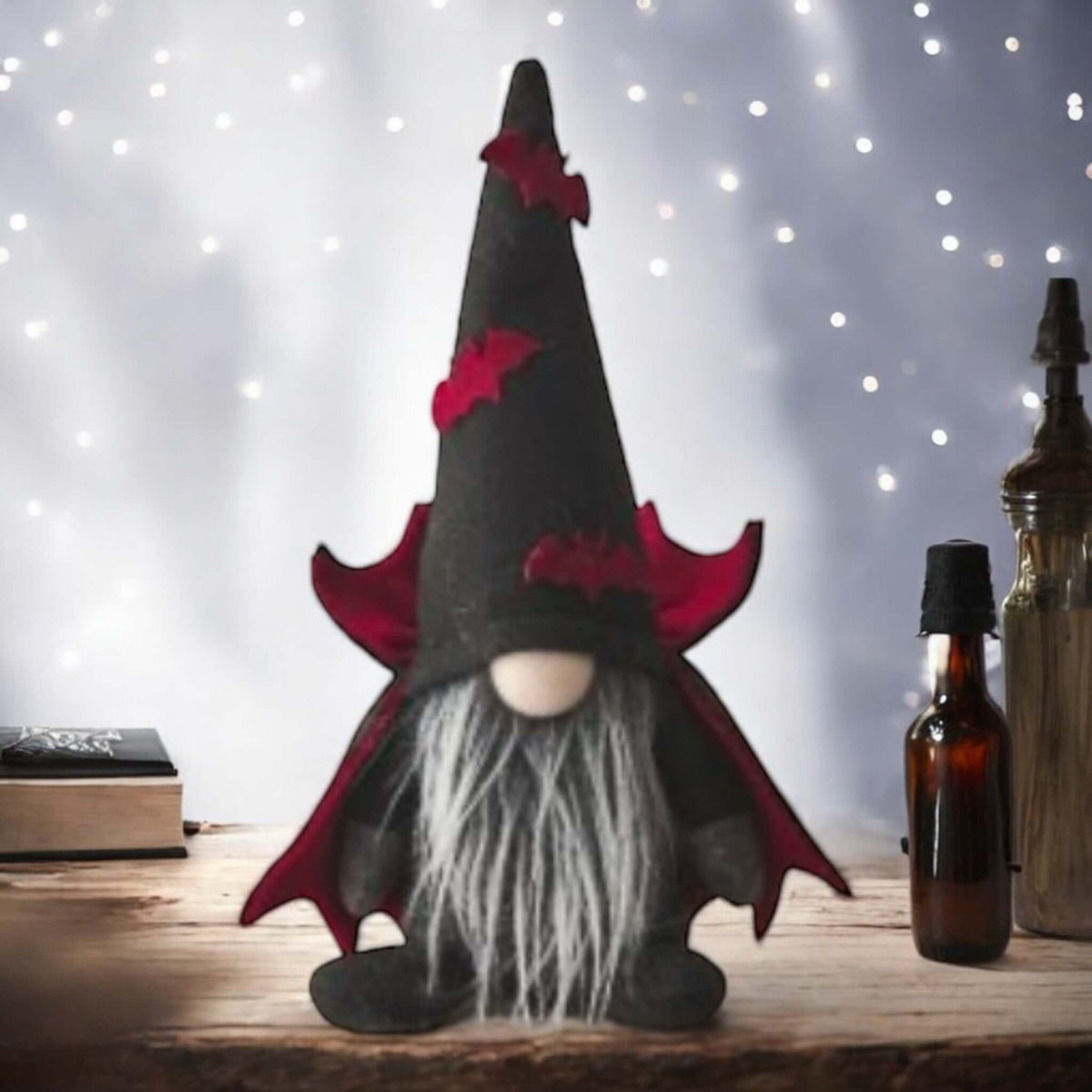  A spooky Halloween decoration featuring a Dracula bat gonk, characterized by its vampire-like appearance and festive bat attire.
From Wickerhearts Autumn and Halloween gift and decor collection.