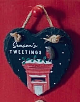 Christmas Slate Heart Hanger