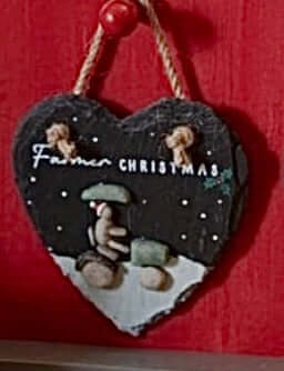 Christmas Slate Heart Hanger