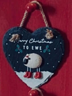Christmas Slate Heart Hanger