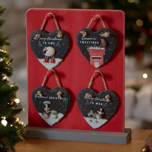 Christmas Slate Heart Hanger